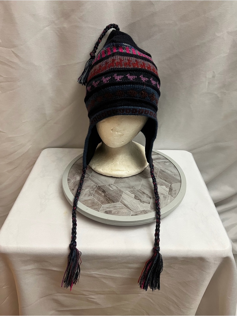 Inka Tradition Baby Alpaca Peruvian Knit Chullo Earflap Hat Tassels